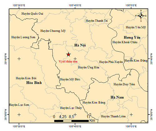 Hà Nội: Động đất 4.0 độ richter, khu vực tâm chấn rung lắc nhẹ
