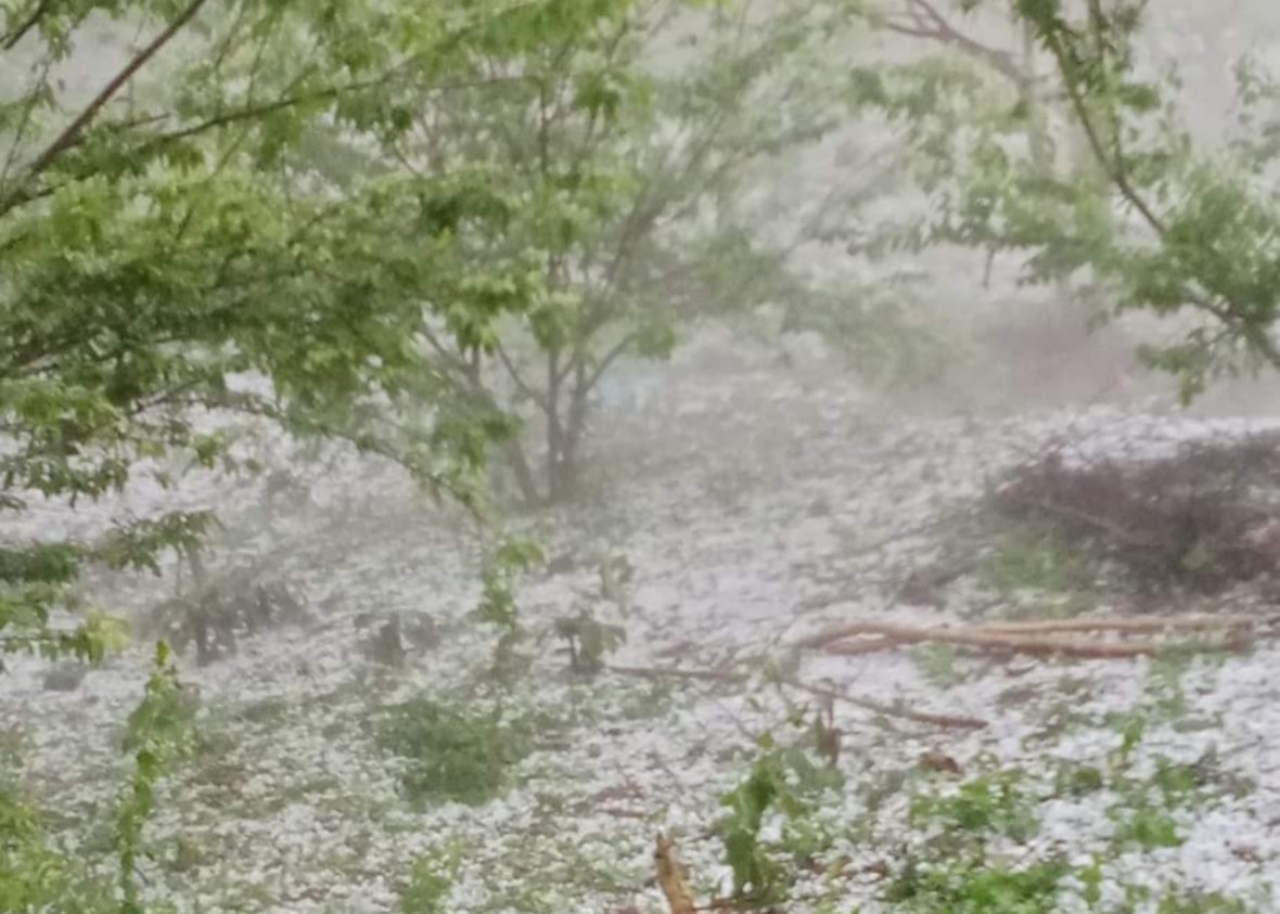 Sơn La xuất hiện mưa đá trắng xoá tại Mộc Châu
