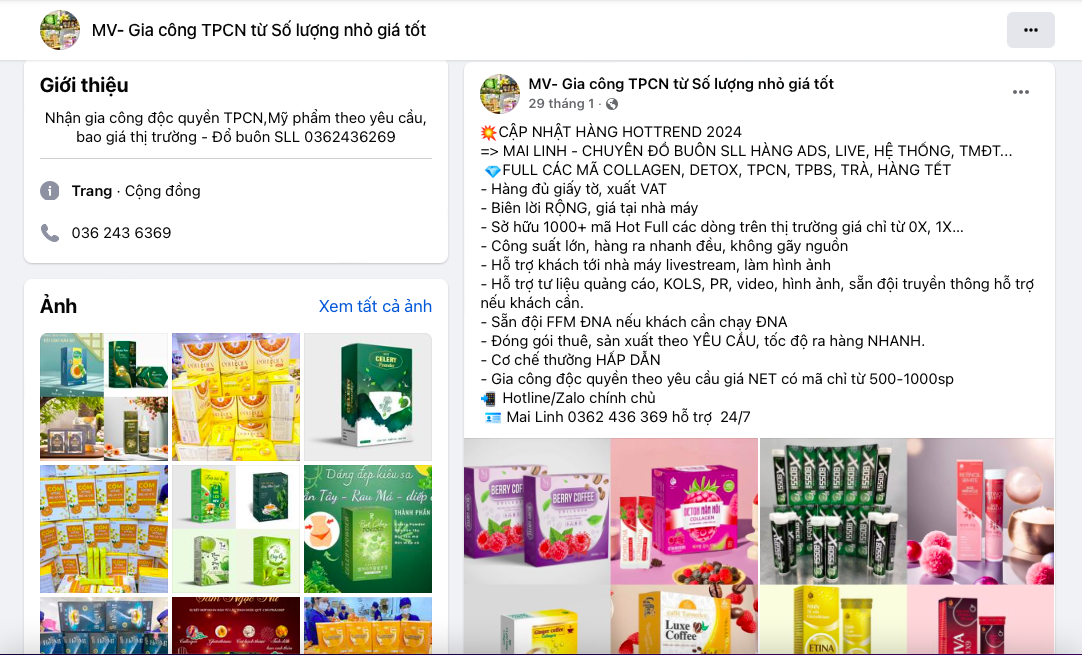 Công ty TNHH dược phẩm Minh Vương quảng cáo chuyên sản xuất gia công các loại mã collagen, dotox, thực phẩm chức năng, trà...
