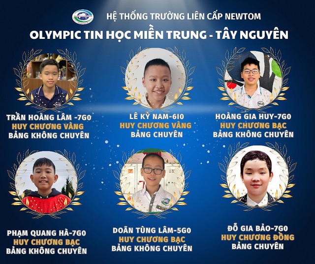 6 học sinh trường Liên cấp Newton đạt thành tích xuất sắc tại vòng chung kết Olympic Tin học miền Trung - Tây Nguyên lần thứ 5