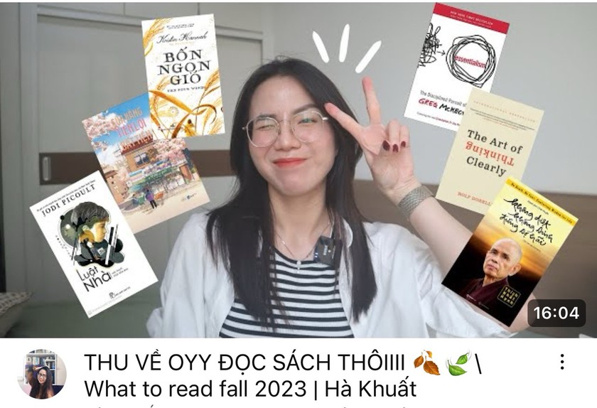 Một kênh Youtube giới thiệu sách do bạn trẻ Hà Khuất thực hiện, được người xem trẻ tuổi yêu thích. (Ảnh: chụp màn hình)