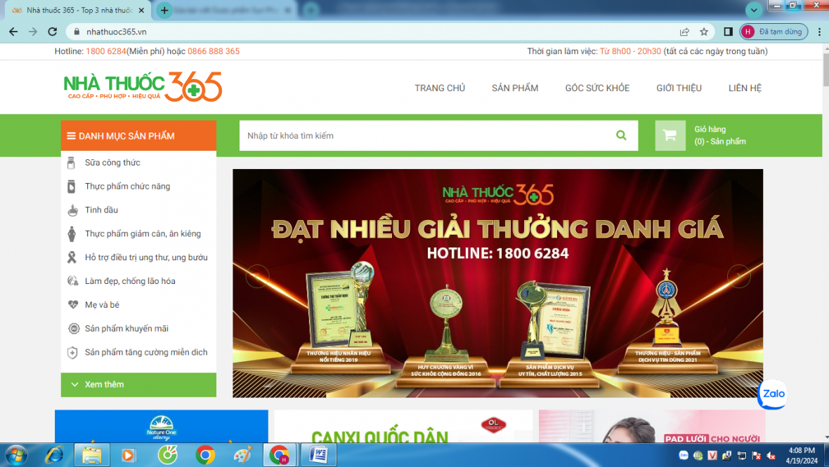 website “nhathuoc365.vn” đăng bài tuyên truyền, phổ biến phương pháp 