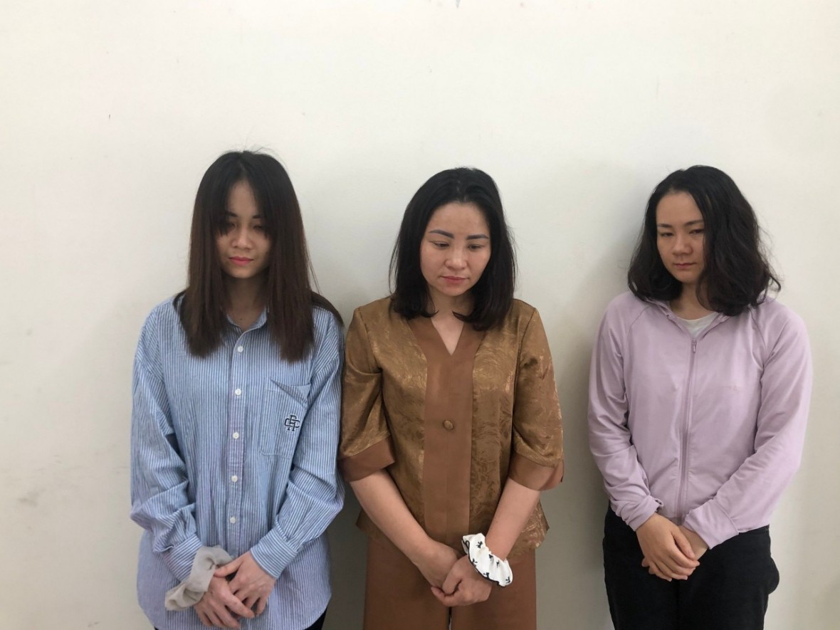 Ba đối tượng Trần Thị Huề, Nguyễn Thị Hải và Trần Thị Tâm - Ảnh Công an Nghệ An.