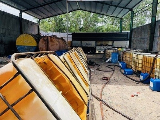 Bình Thuận phát hiện 28 ngàn lít nhớt thải chuẩn bị tái chế