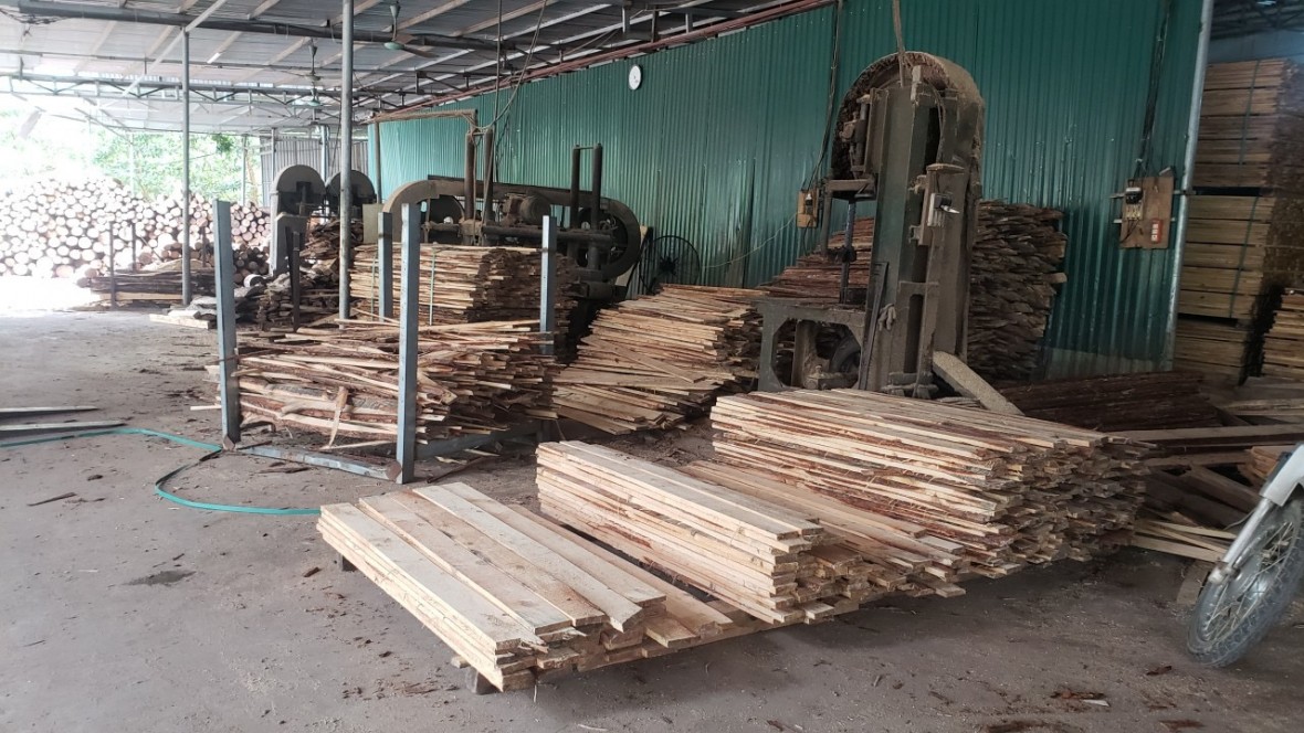 Một xưởng sản xuất gỗ của cá thể hộ gia đình