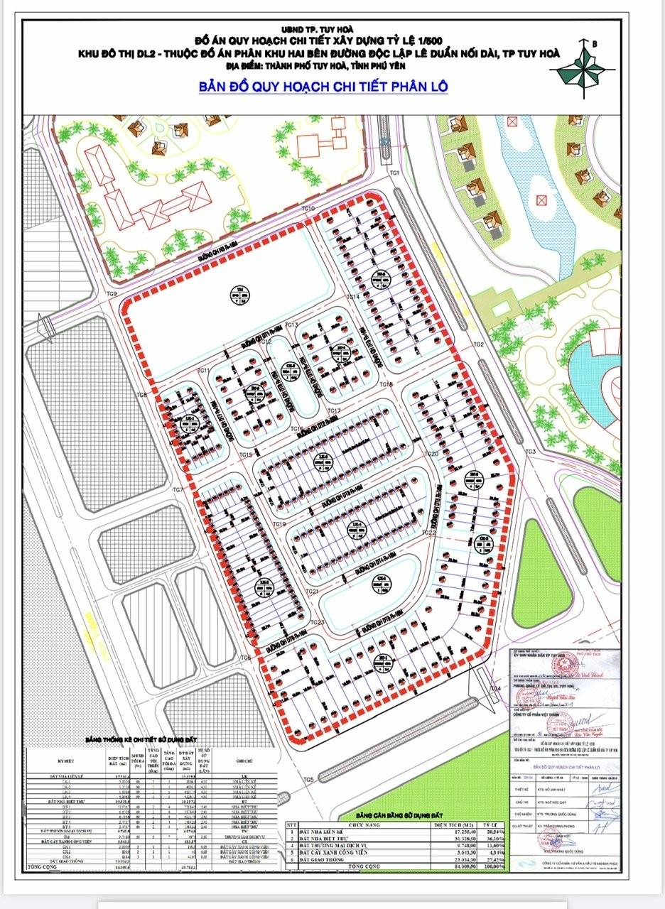 Bản đồ quy hoạch chi tiết 1/500 Dự án Khu đô thị hỗn hợp DL-2.