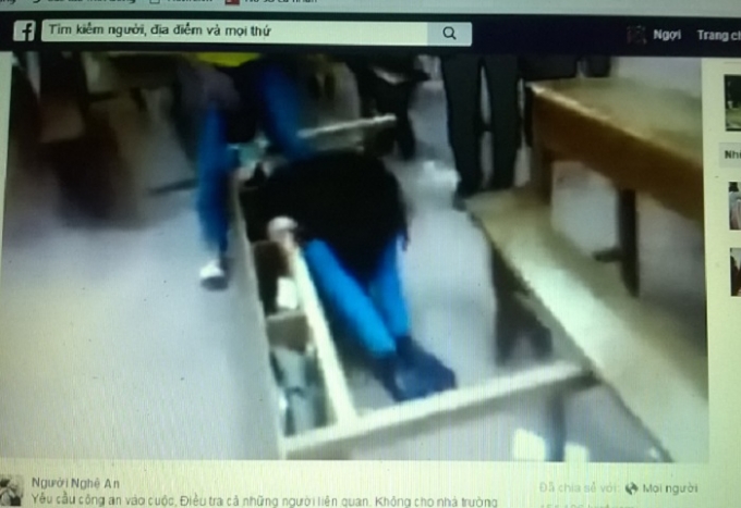 Nữ sinh bị đ&aacute;nh đập d&atilde; man (ảnh chụp từ video facebook).