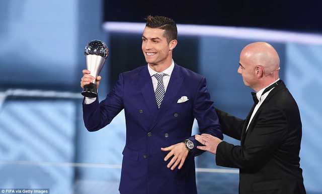 C.Ronaldo gi&agrave;nh giải Cầu thủ xuất sắc nhất FIFA năm 2016.