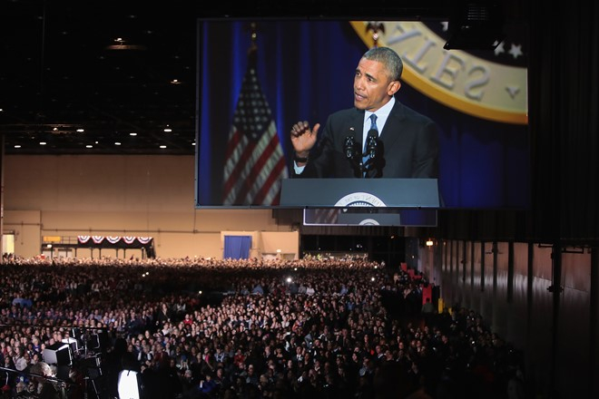 Rất đ&ocirc;ng kh&aacute;n giả đ&atilde; c&oacute; mặt tại hội trường để lắng nghe b&agrave;i ph&aacute;t biểu của Tổng thống Obama. ( Ảnh: GT)