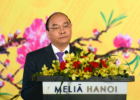 Thủ tướng Nguyễn Xu&acirc;n Ph&uacute;c ph&aacute;t biểu tại buổi tiệc.