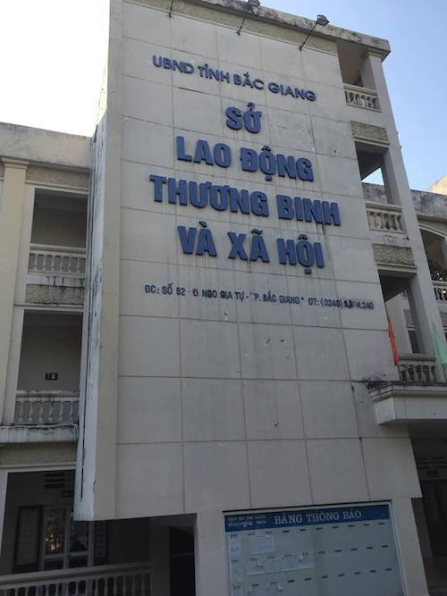 Sở Lao động thương binh v&agrave; X&atilde; hội tỉnh Bắc Giang.