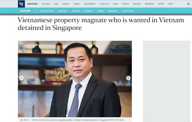 H&igrave;nh ảnh Phan Van Anh Vu tr&ecirc;n tờ The Straits Times.