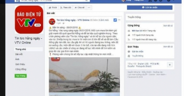 Đà Nẵng: Xuất hiện Fanpage mạo danh VTV đăng tin thất thiệt