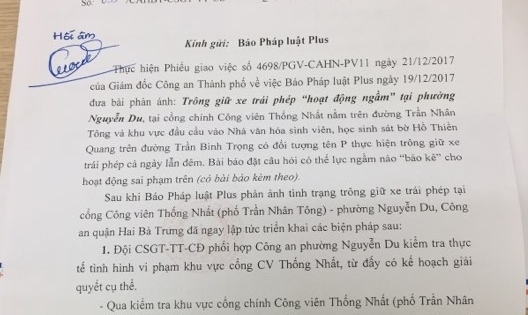 giam doc cong an ha noi chi dao xu ly thong tin sau khi phap luat plus phan anh