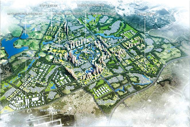 Phối cảnh tổng thể Quy hoạch chung x&acirc;y dựng ĐTVT S&oacute;c Sơn (H&agrave; Nội) đến năm 2030.
