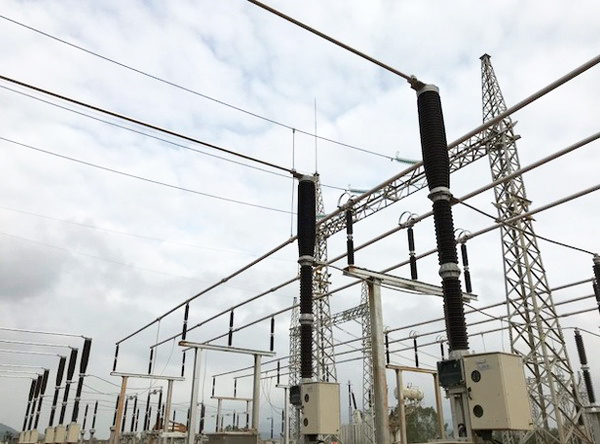 Hệ thống ph&acirc;n phối 220 kV Trạm biến &aacute;p 220 kV Ph&ugrave; Mỹ. Ảnh: EVNNPT.