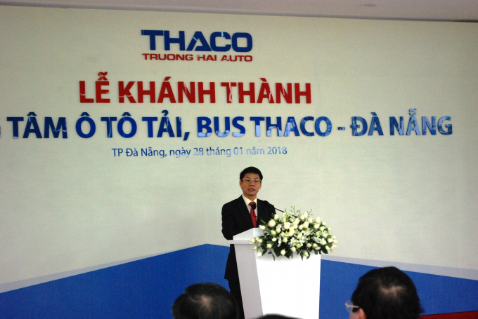 Chủ tịch Thaco Trần B&aacute; Dương ph&aacute;t biểu tại Lễ kh&aacute;nh th&agrave;nh.