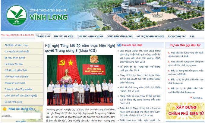 Website cổng th&ocirc;ng tin điện tử Vĩnh Long. (Nguồn:&nbsp;vinhlong.gov.vn).