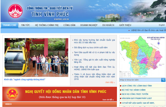 Website cổng th&ocirc;ng tin - giao tiếp điện tử tỉnh Vĩnh Ph&uacute;c.