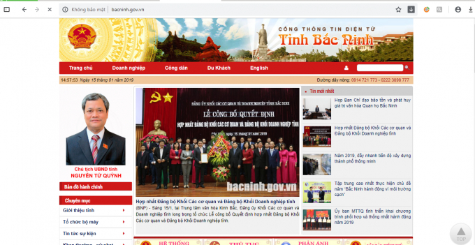 &nbsp;Website Cổng th&ocirc;ng tin điện tử tỉnh Bắc Ninh.