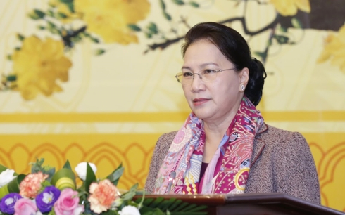 Chủ tịch Quốc hội Nguyễn Thị Kim Ng&acirc;n ph&aacute;t biểu tại Hội nghị.