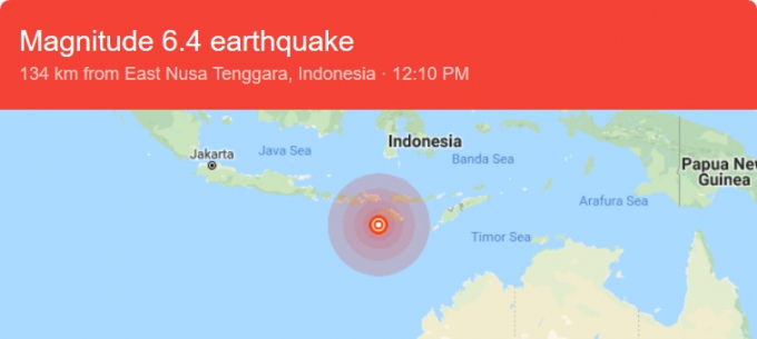 Th&ocirc;ng tin về trận&nbsp;động đất&nbsp;xảy ra trưa nay (22/1) tại Indonesia tr&ecirc;n c&ocirc;ng cụ Search Google.
