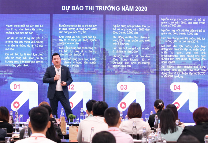 Ông Phạm Lâm – CEO DKRA Vietnam trình bày chủ đề chính của Báo cáo toàn cảnh thị trường BĐS Nhà ở TP HCM 2019: Chinh phục thử thách.