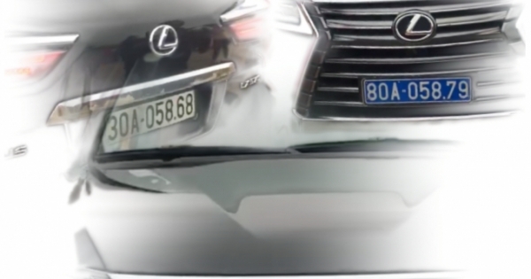 Lexus 570 đuôi đeo biển trắng, đầu treo biển xanh 80A tại sân chùa Tam Chúc là biển giả