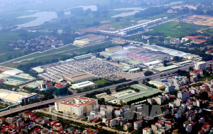 Toàn cảnh nhà máy Công ty Toyota Việt Nam (vốn đầu tư của Nhật Bản) ở Vĩnh Phúc. Ảnh: Danh Lam – TTXVN