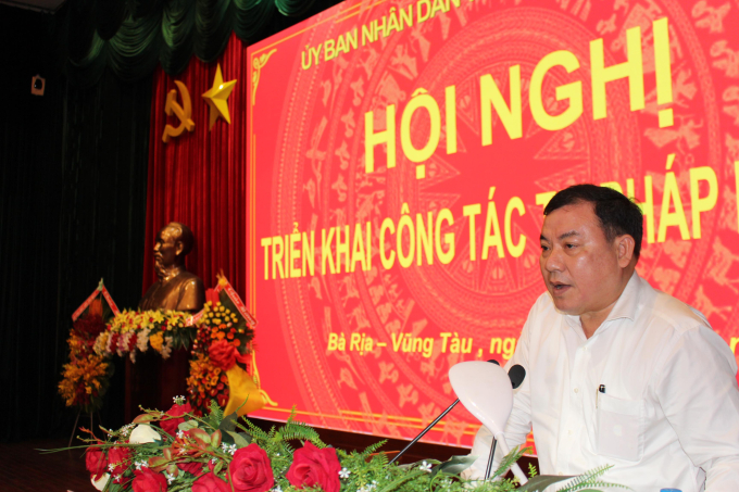 Ông Nguyễn Thanh Bình Cục trưởng Cục Công tác phía Nam- Bộ Tư pháp phát biểu chỉ đạo.