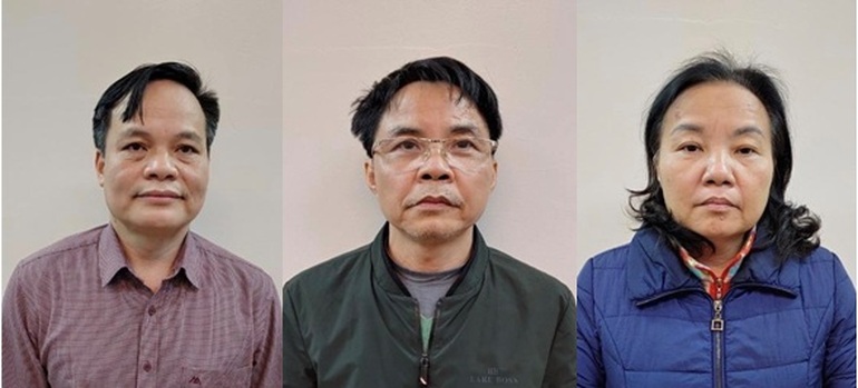 Các đối tượng từ trái sang phải: Lâm Văn Tuấn, Phan Huy Văn và Phan Thị Khánh Vân. (Ảnh: Cơ quan công an cung cấp).