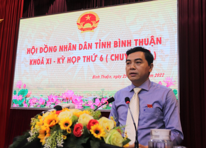 Chủ tịch HĐND tỉnh Nguyễn Hoài Anh phát biểu tại kỳ họp.