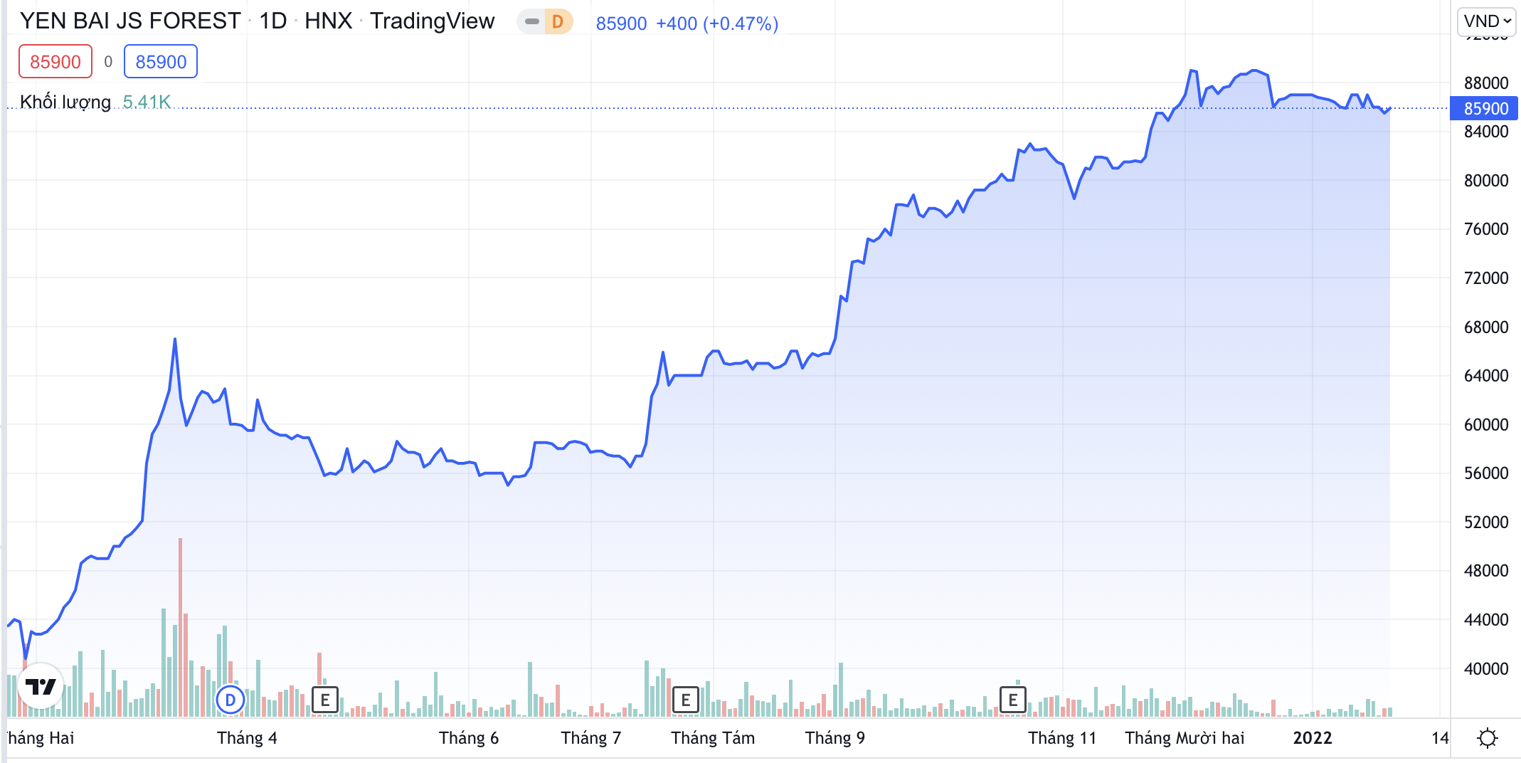 Cổ phiếu CAP tăng giá mạnh trong năm qua (Ảnh chụp màn hình).