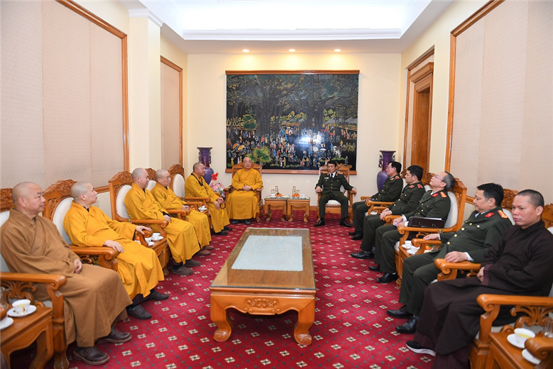 Toàn cảnh buổi tiếp Trung ương Giáo hội Phật giáo Việt Nam.