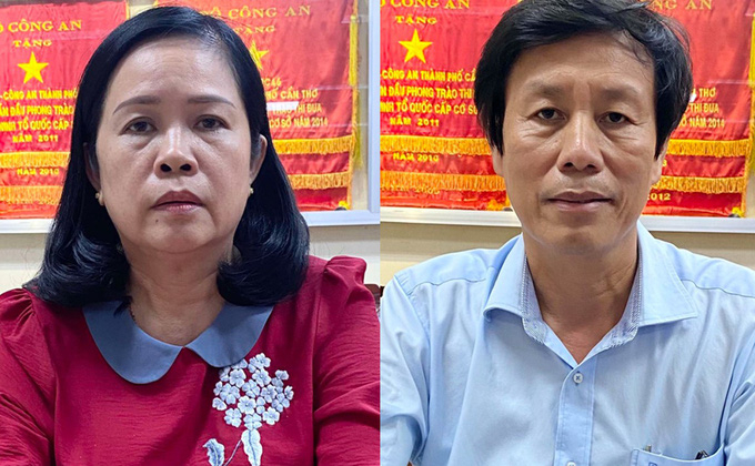 Bà Bùi Lệ Phi và ông Cao Minh Chu khi bị bắt và khởi tố - Ảnh: Cơ quan điều tra cung cấp