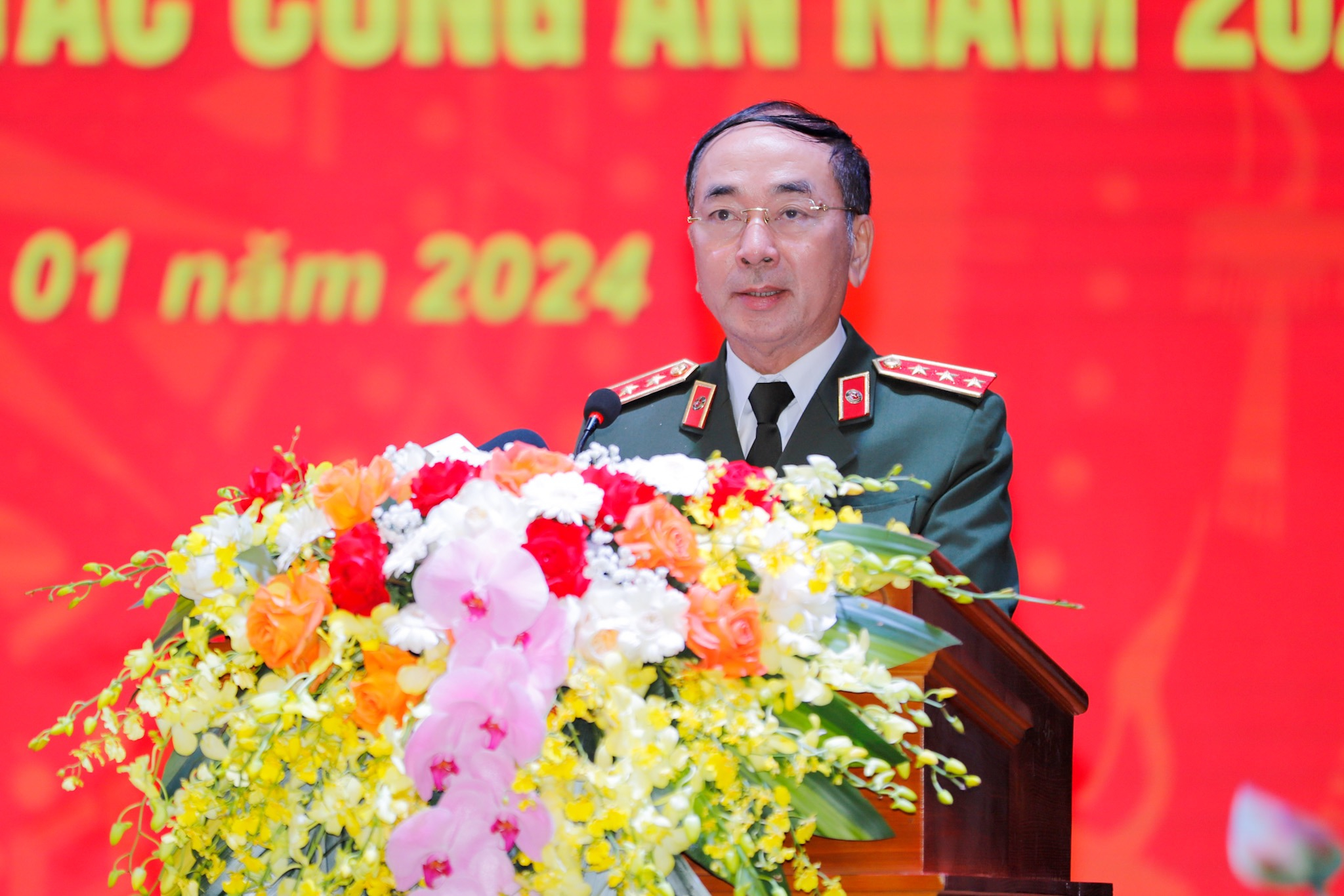 Thượng tướng Trần Quốc Tỏ, Thứ trưởng Bộ Công an phát biểu chỉ đạo tại Hội nghị.