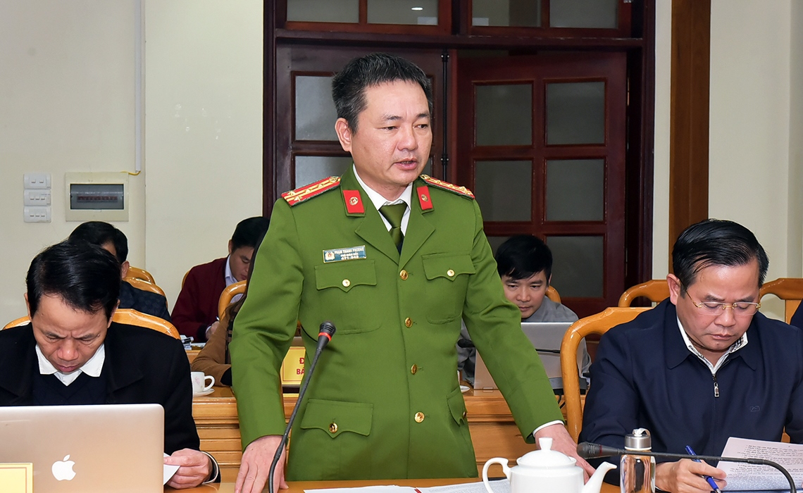 Đại tá Phạm Thanh Phương – Phó Giám đốc Công an tỉnh Hà Tĩnh thông tin về tình hình an ninh trật tự trên địa bàn.