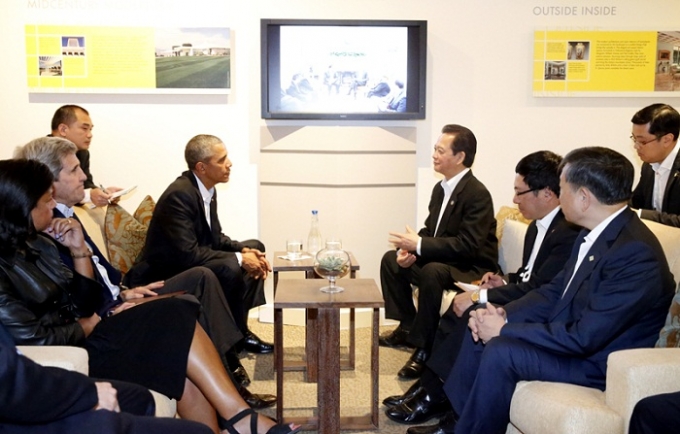 Thủ tướng Nguyễn Tấn Dũng hội kiến với Tổng thống Obama.&nbsp;
