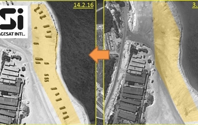 H&igrave;nh ảnh đảo Ph&uacute; L&acirc;m từ vệ tinh do ImageSat International N.V cung cấp ng&agrave;y 18/2. (Ảnh: Reuters)