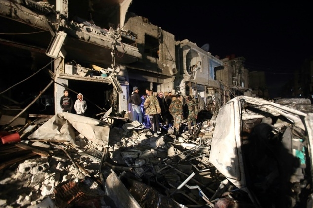 Hiện trường&nbsp;vụ tấn c&ocirc;ng tại Sayyida Zeinab, Damascus. (ẢNh: AFP)