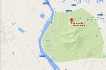 Vị tr&iacute; khu Le Mont Bavi Resort &amp;amp;amp; Spa tr&ecirc;n bản đồ Vườn Quốc gia Ba V&igrave;.