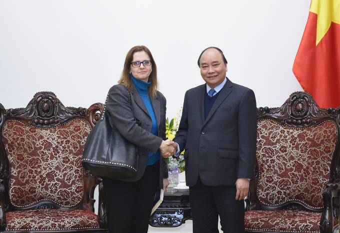 Thủ tướng Nguyễn Xu&acirc;n Ph&uacute;c tiếp Đại sứ Israel tại Việt Nam Meirav Eilon Shahar.