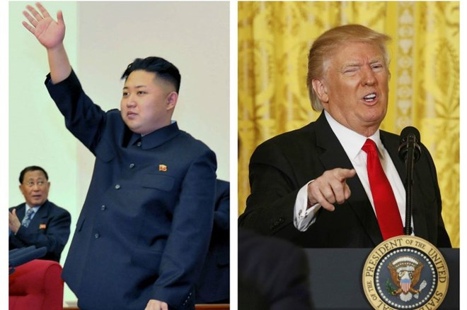 Nh&agrave; l&atilde;nh đạo Triều Ti&ecirc;n Kim Jong-un (tr&aacute;i) v&agrave; Tổng thống Mỹ Donald Trump. (Nguồn: dailyrecord.co.uk)