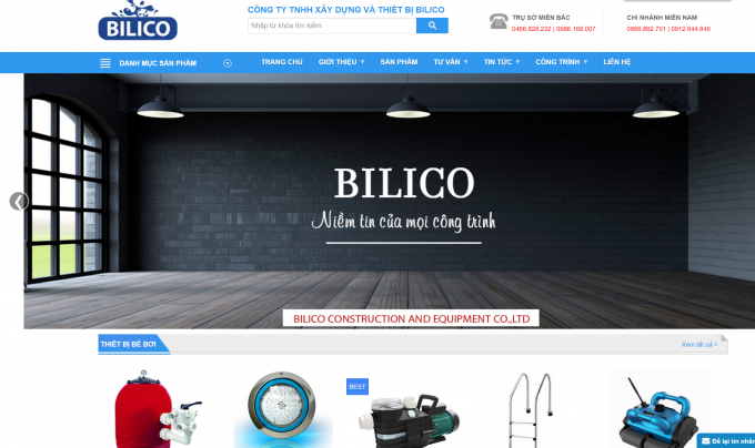 Giao diện trang chủ của c&ocirc;ng ty Bilico.
