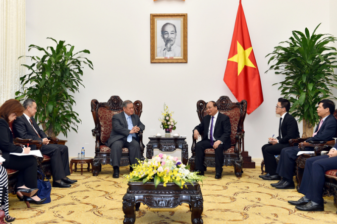 Thủ tướng Nguyễn Xu&acirc;n Ph&uacute;c tiếp Bộ trưởng Ngoại giao v&agrave; Thương mại Brunei Darussalam Pehin Dato Lim Jock Seng.