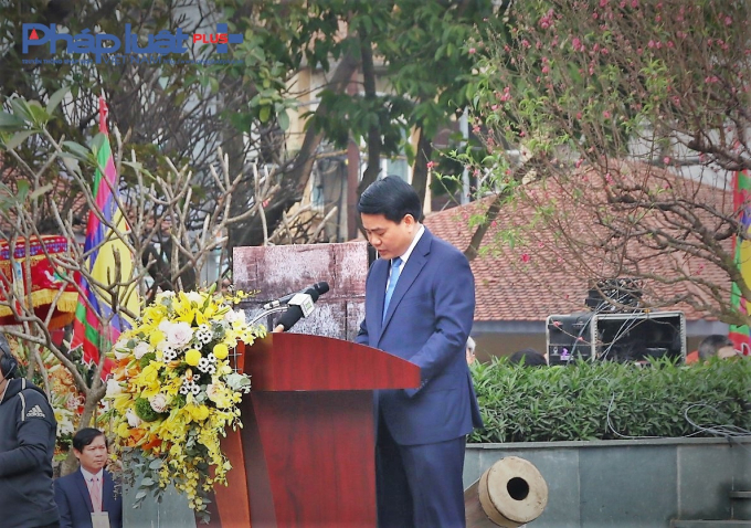 Ủy vi&ecirc;n T.Ư Đảng, Chủ tịch UBND TP Nguyễn Đức Chung ph&aacute;t biểu tại Lễ kỷ niệm