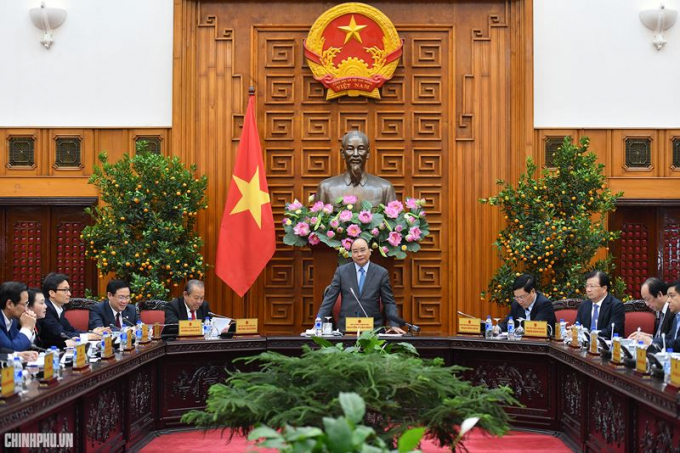 Thủ tướng Nguyễn Xu&acirc;n Ph&uacute;c ph&aacute;t biểu tại cuộc họp