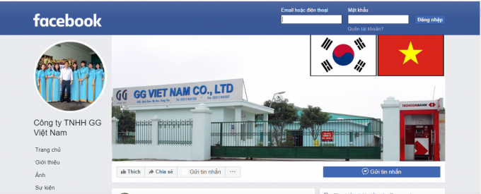 Facebook của C&ocirc;ng ty TNHH GG Việt Nam.