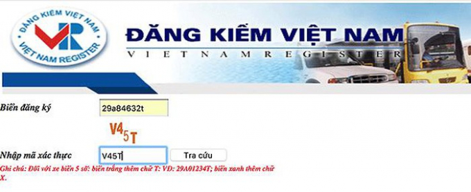 Nhập th&ocirc;ng tin về biển số xe để tra cứu vi phạm tr&ecirc;n website của Cục Đăng kiểm Việt Nam.