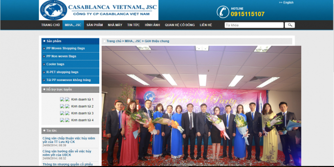 Website C&ocirc;ng ty Cổ phần Casablanca Việt Nam.